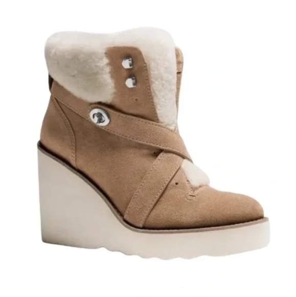 Coach kenna tan wedge booties - Picture 1 of 12